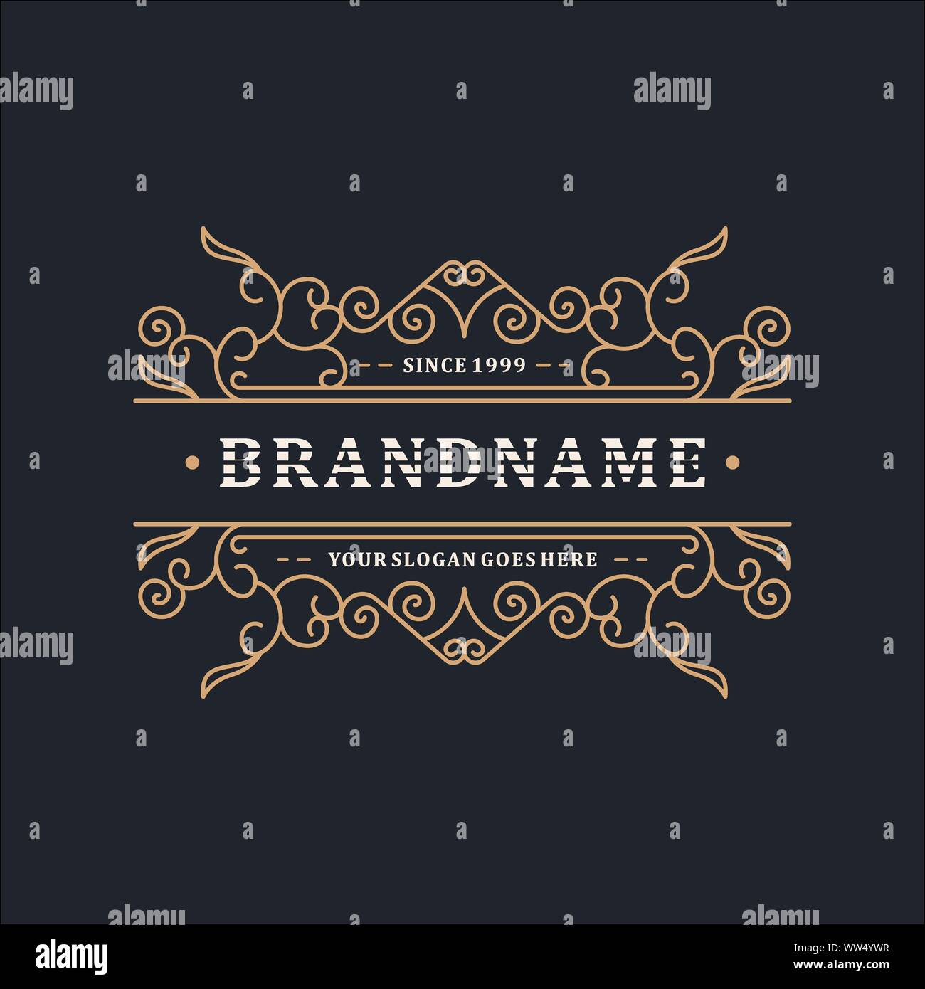 Il logo di lusso elegante modello ornamento per il ristorante, Royalty, boutique, cafè, Hotel, Consulta Araldica, gioielli, moda e altri illustrazione vettoriale Foto Stock