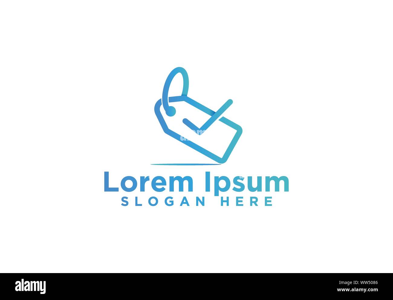 Etichetta e segno di spunta il logo design, illustrazione vettoriale Illustrazione Vettoriale