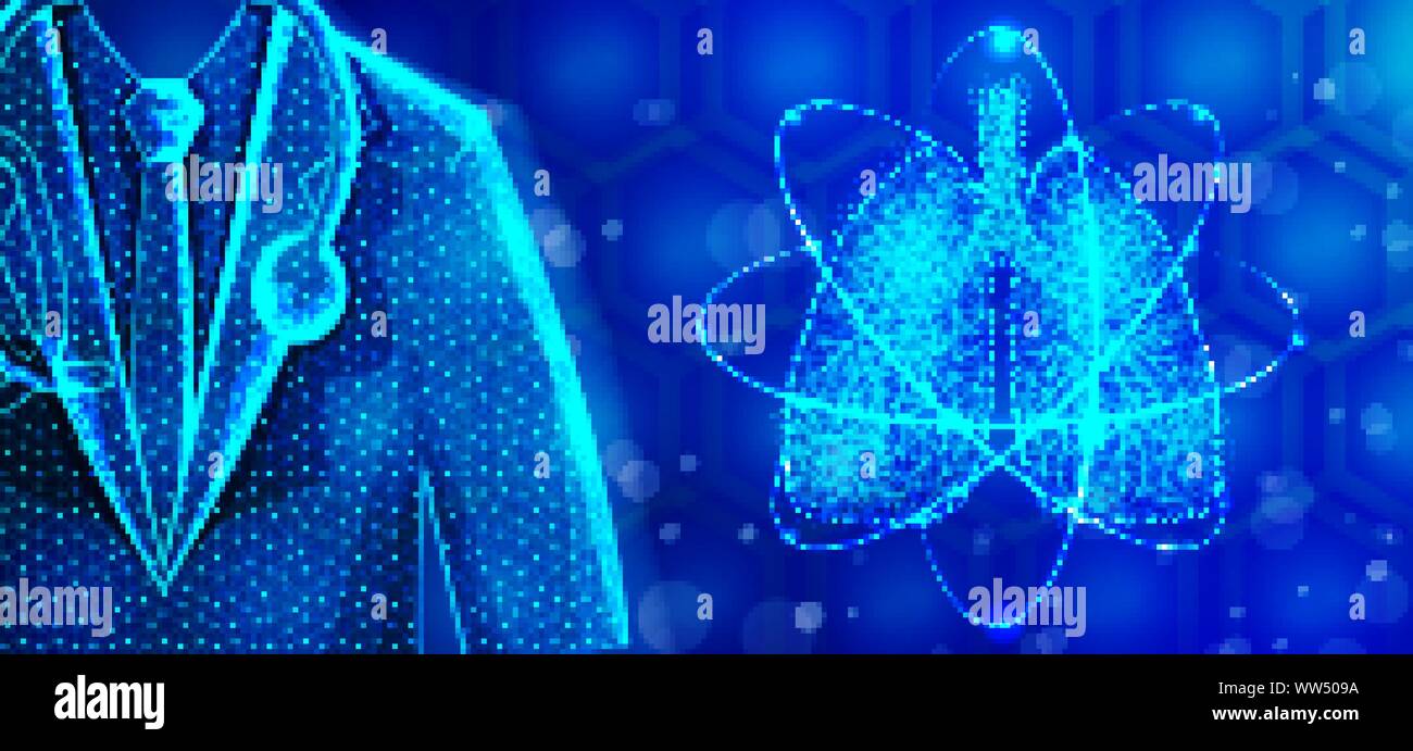 Polmone medico specialista .Anatomia Umana .Abstract bassa poli design. Maglia Wireframe sfondo. Illustrazione Vettoriale Illustrazione Vettoriale