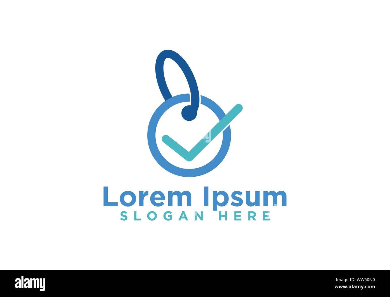 Etichetta e segno di spunta il logo design, illustrazione vettoriale Illustrazione Vettoriale