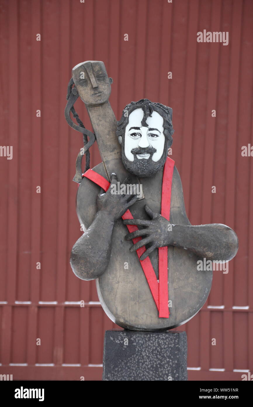 Una scultura del musicista Cornelis Vreeswijk in Cornelis parco di Stoccolma, Foto Stock