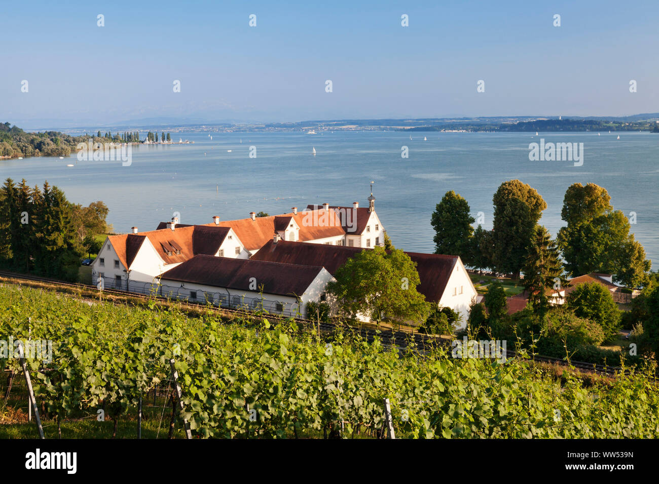 Proprietà monastiche Maurach e Baia di Seefeld, il lago di Costanza, Baden-Wuerttemberg, Germania Foto Stock