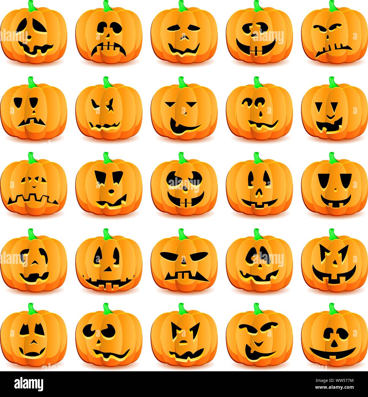 Zucche di Halloween come Jack O'Lanterna, illustrazione vettoriale Illustrazione Vettoriale