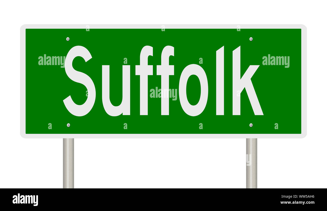Il rendering di un cartello verde per Suffolk Foto Stock