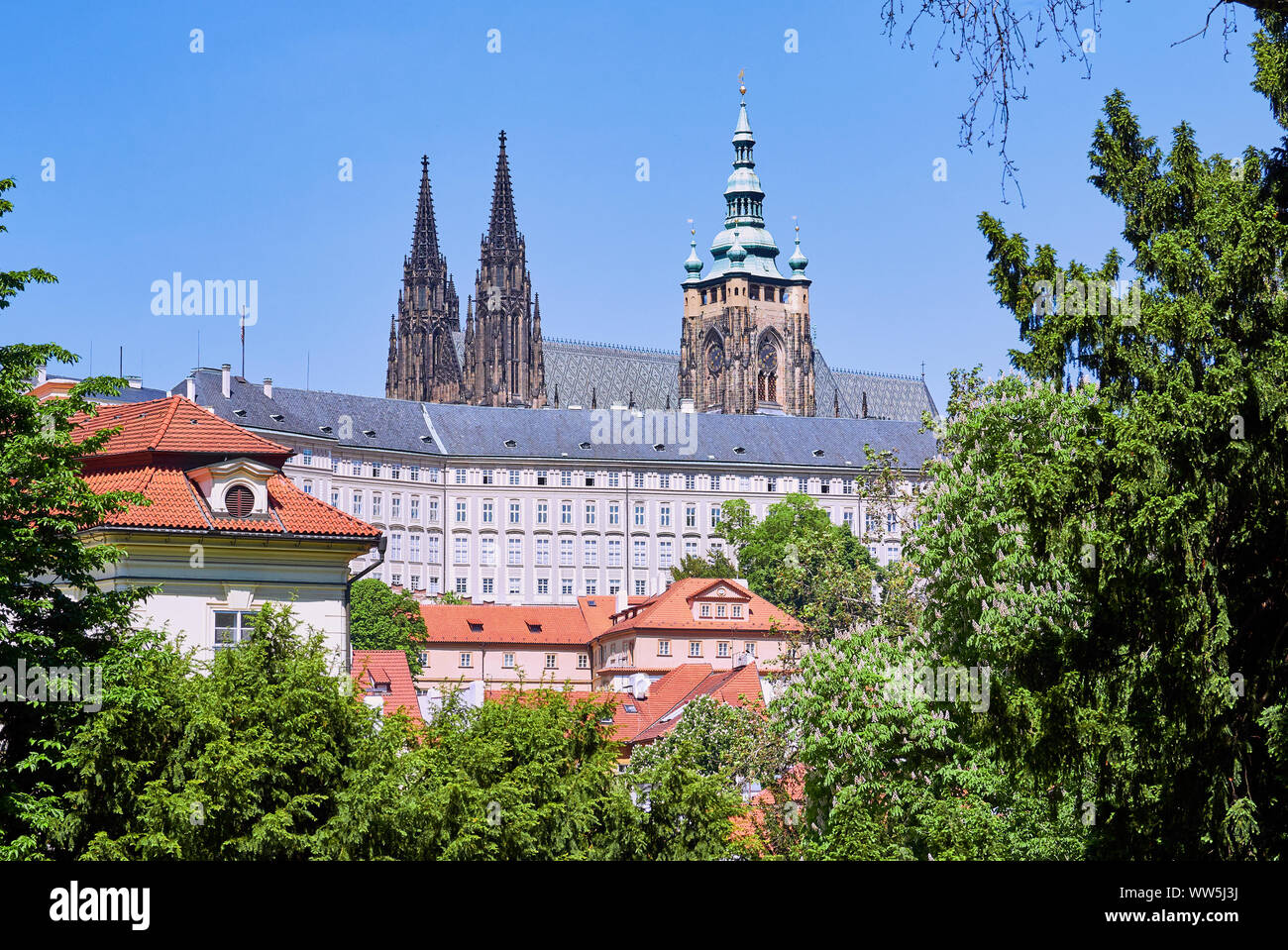 Il Castello di Praga, la Cattedrale di San Vito nella città vecchia di Praga, Repubblica Ceca. Foto Stock