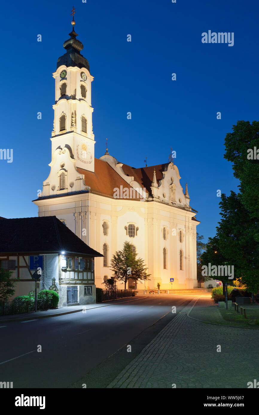 Chiesa di San Pietro e Paolo, Steinhausen, Superiore barocca sveva, Percorso Alta Svevia, Baden-Wuerttemberg, Germania Foto Stock