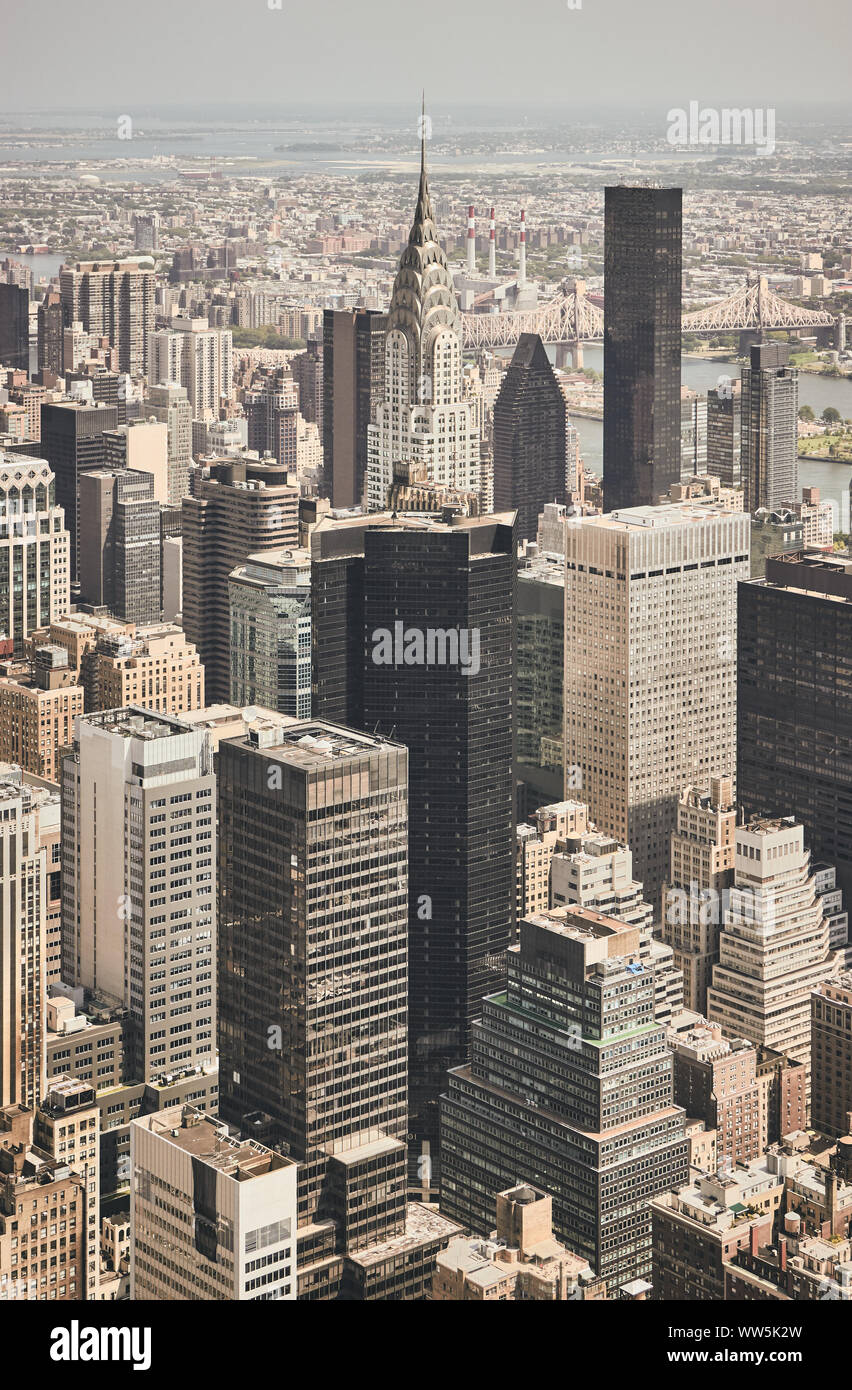 Retrò stilizzata vista aerea della città di New York, Stati Uniti d'America. Foto Stock