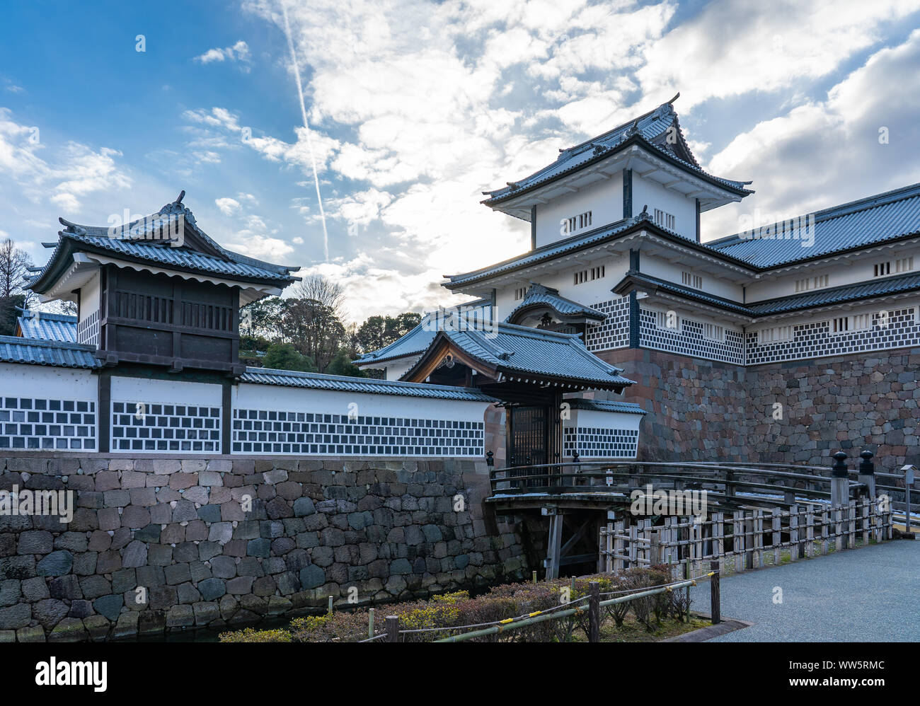 Kanazawa, Giappone - 14 Febbraio 2019: il Castello di Kanazawa a Kanazawa, Ishikawa Prefettura, Giappone. Foto Stock