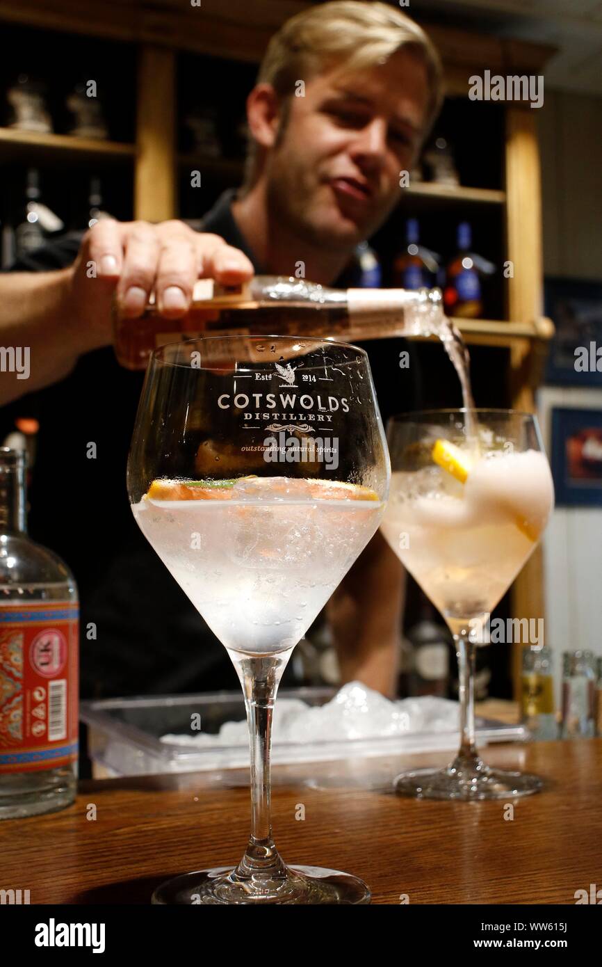 Il Gin cocktail per gli ospiti presso la distilleria di Cotswold. Foto Stock