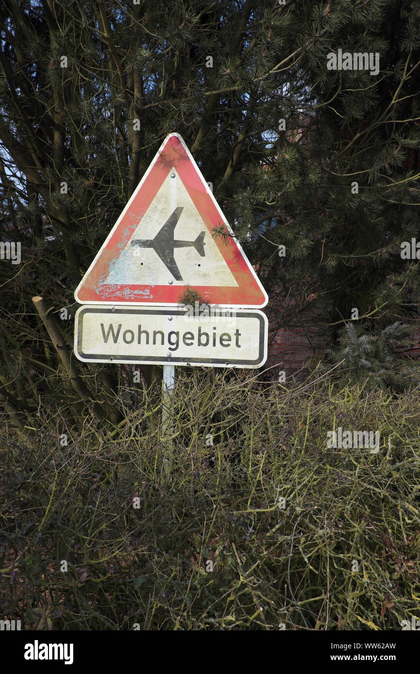 Il rumore degli aeromobili in zona residenziale, airbus Finkenwerder Foto Stock