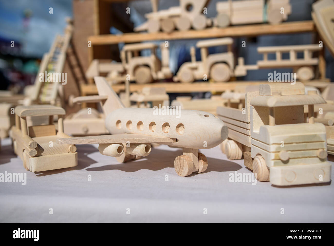 Close-up di giocattoli in legno Foto Stock