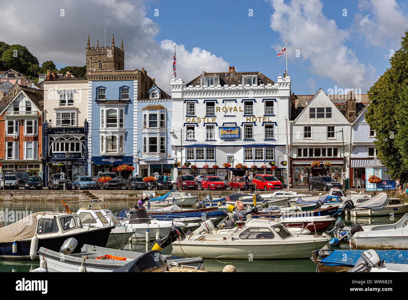 Dartmouth - Inghilterra, Devon, Vaso nautico, Architettura, Blu, esterno dell'edificio, Business, Cityscape, coste, Dart River, Inghilterra, l'ambiente, Foto Stock
