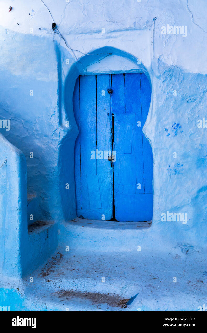 Vicolo blu a Chefchaouen, Marocco, Africa Settentrionale, Africa Foto Stock