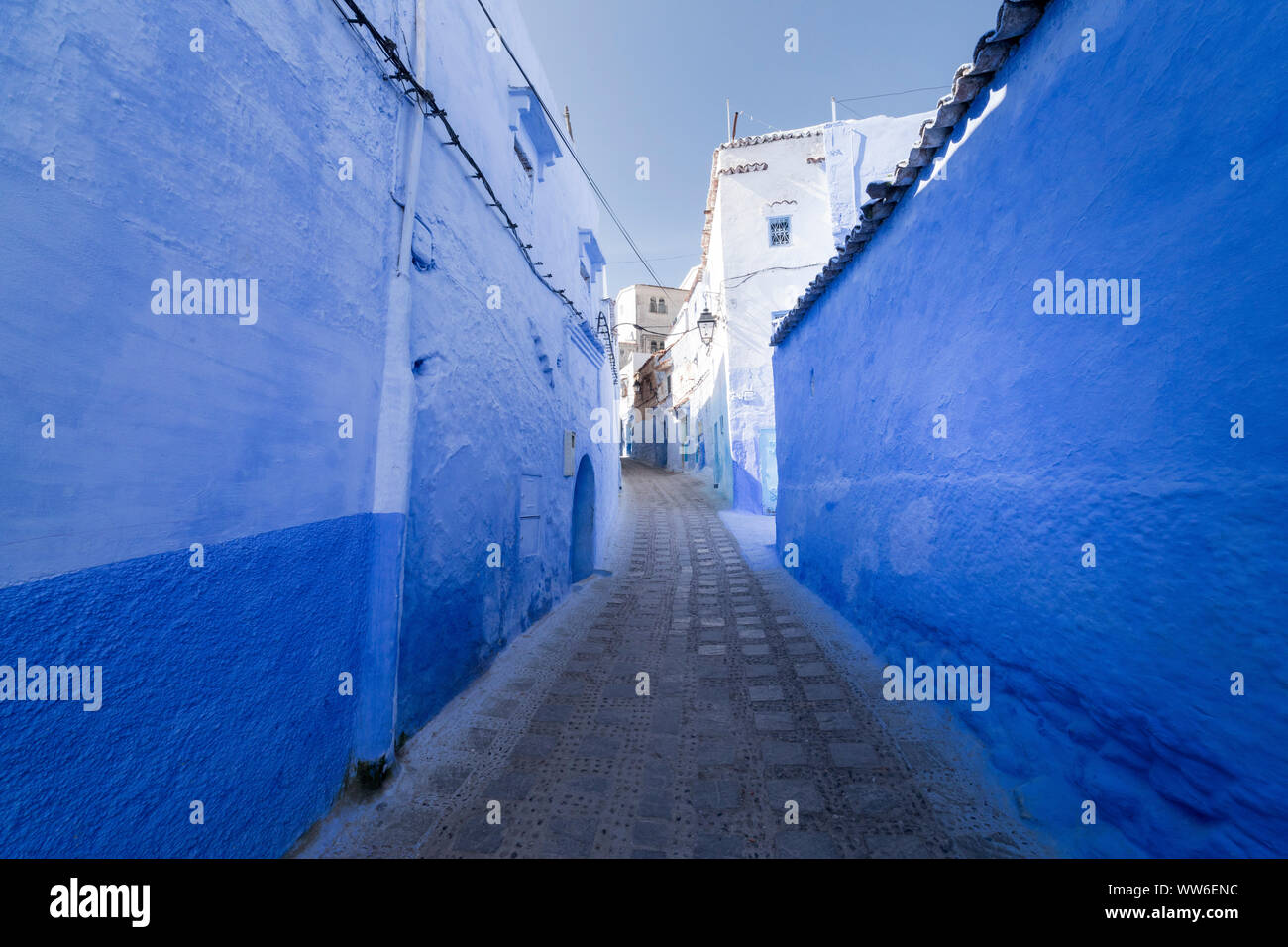 Vicolo blu a Chefchaouen, Marocco, Africa Settentrionale, Africa Foto Stock