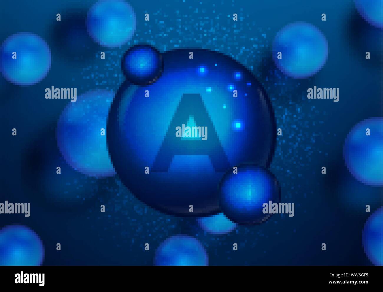 Vitamina un blu brillante capsula pillola icona . Vitamina complesso con formula chimica medica e farmaceutica annunci. Illustrazione Vettoriale Illustrazione Vettoriale