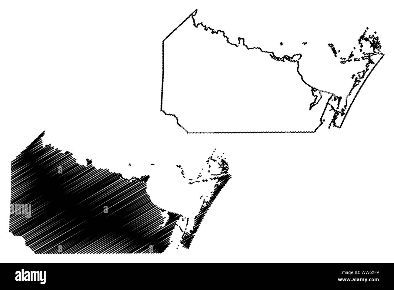 Nueces County, Texas (contee in Texas, Stati Uniti d'America,USA, Stati Uniti, US) mappa illustrazione vettoriale, scribble schizzo Nueces mappa Illustrazione Vettoriale