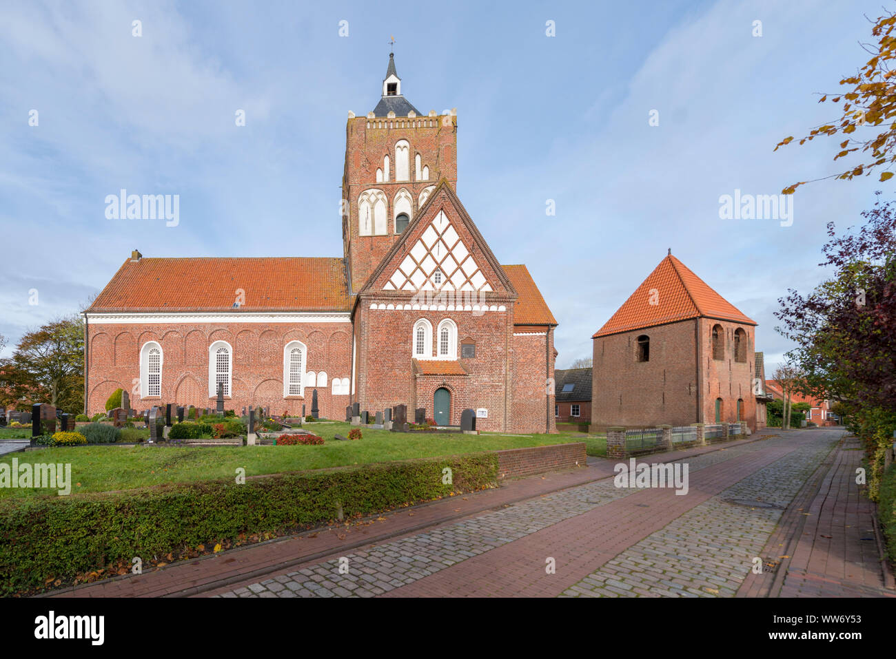 Germania, Bassa Sassonia, Frisia orientale, Pilsum, Kreuzkirche San Stephanus, Foto Stock