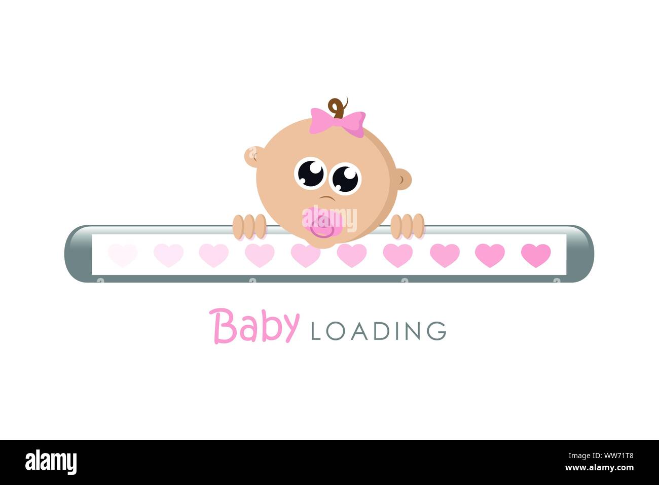 Baby barra di caricamento con il cuore e la bambina illustrazione vettoriale EPS10 Illustrazione Vettoriale