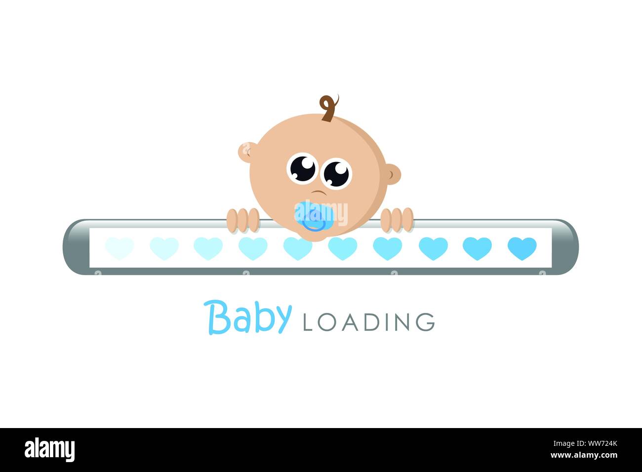 Baby barra di caricamento con cuori e baby boy illustrazione vettoriale EPS10 Illustrazione Vettoriale