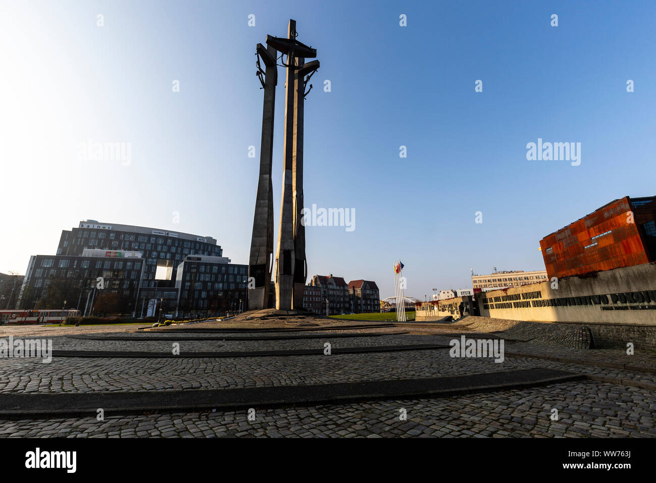 L'Europa, la Polonia, la Pomerania, Gdansk / Danzig, Monumento ai Caduti i lavoratori del cantiere di 1970 Foto Stock