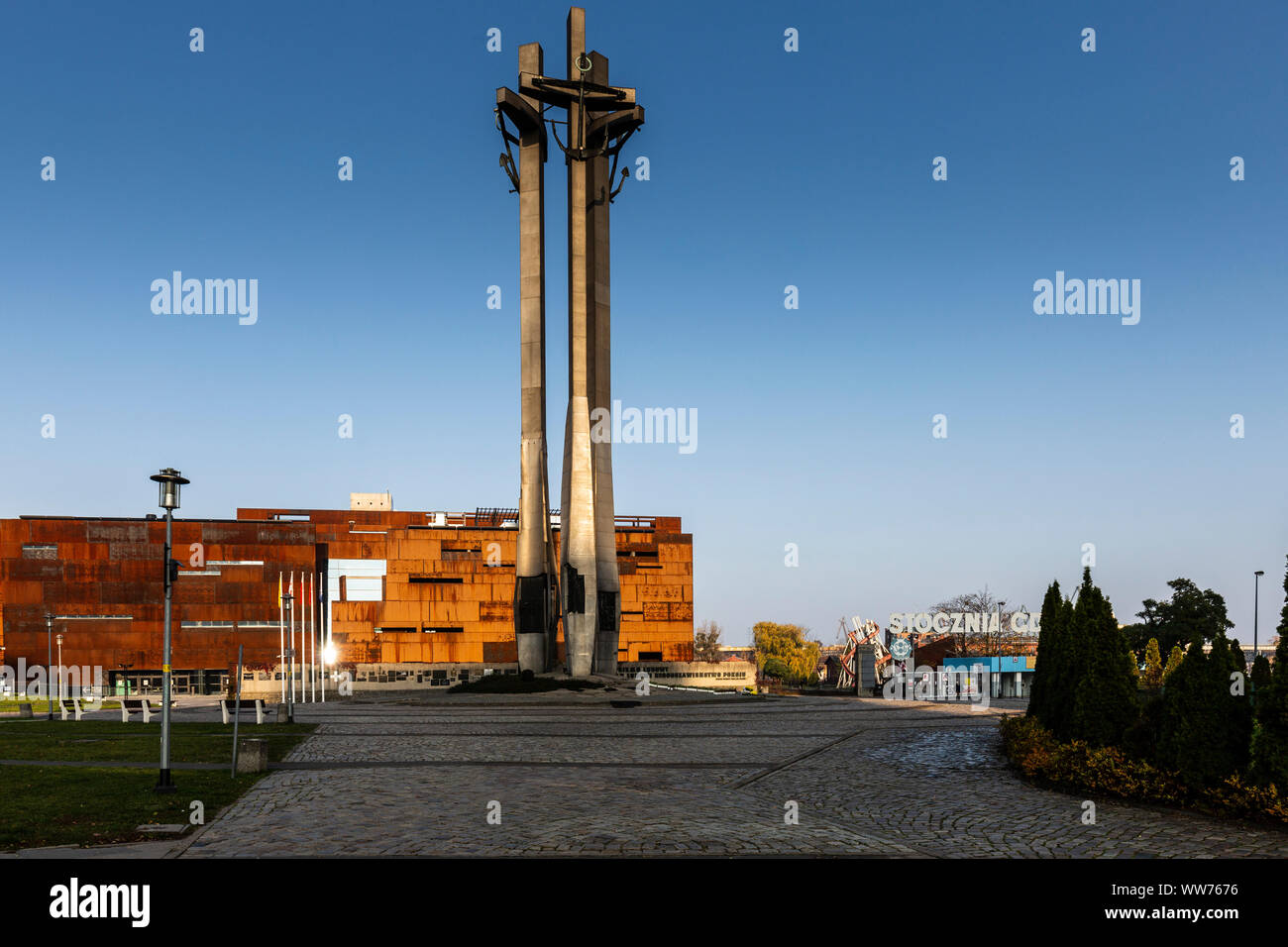 L'Europa, la Polonia, la Pomerania, Gdansk / Danzig, Monumento ai Caduti i lavoratori del cantiere di 1970 Foto Stock