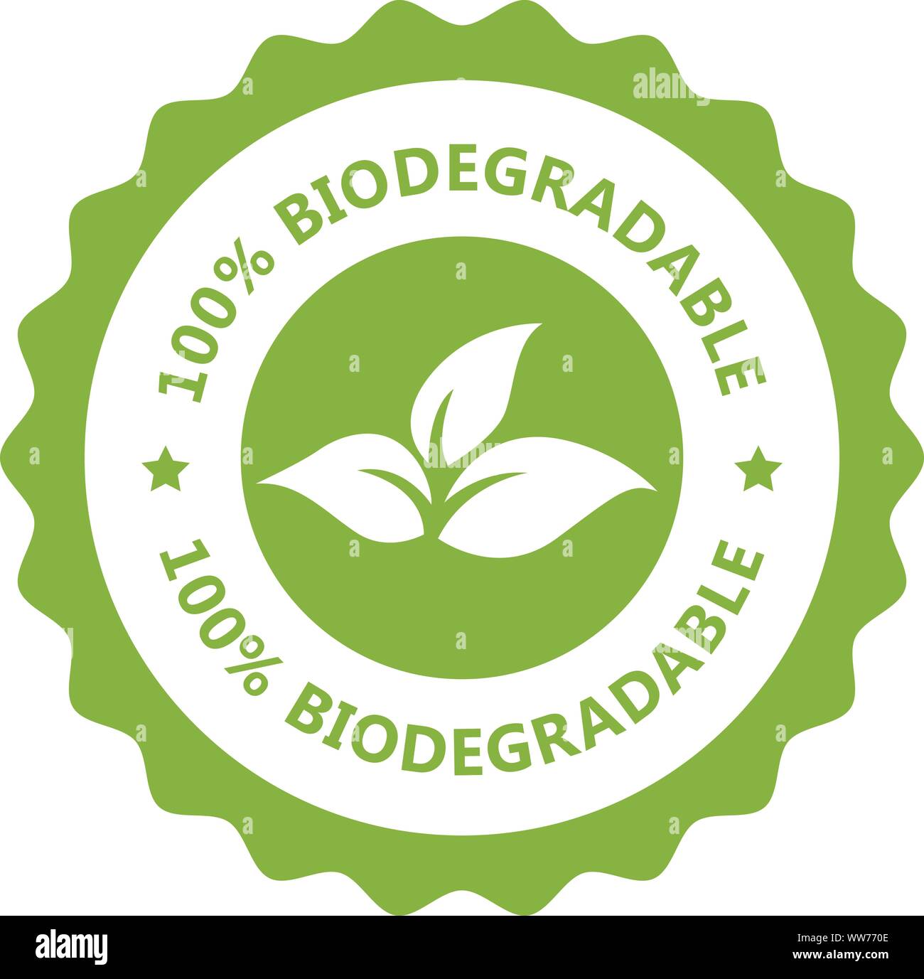 Biodegradabile, plastica icona gratis - compostabile prodotto etichetta, guarnizione eco Illustrazione Vettoriale