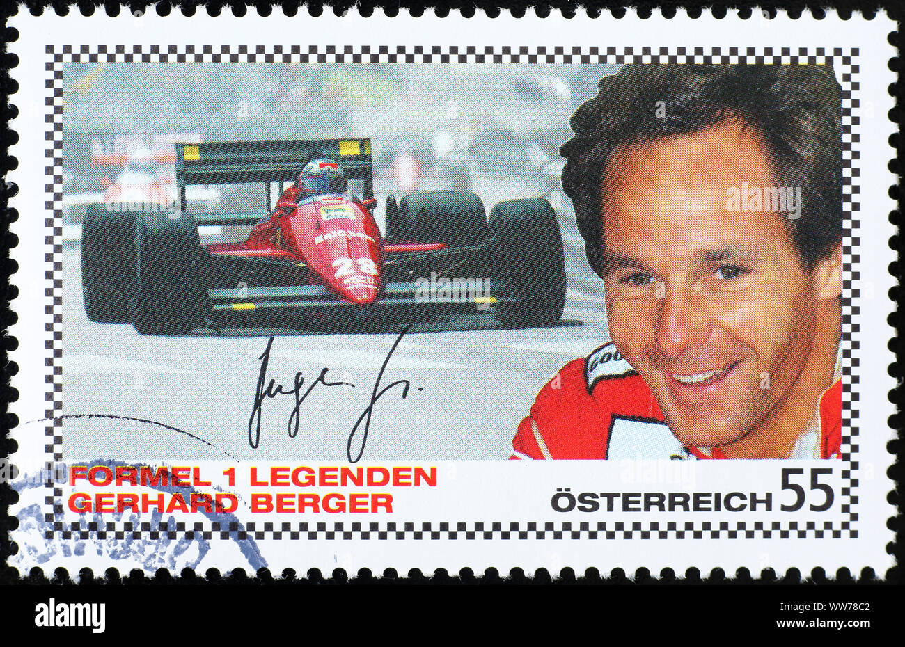Racing driver Gerhard Berger sul francobollo Foto Stock