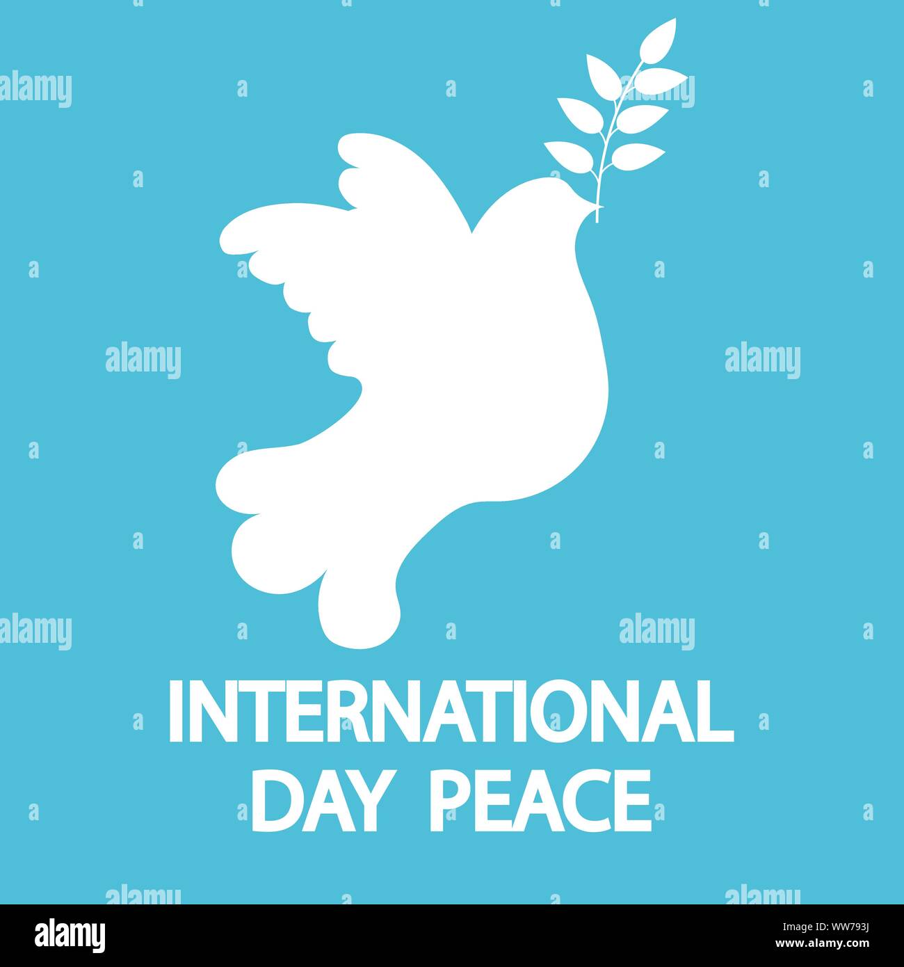 Colomba con il ramo di un albero per la pace internazionale giorni di vacanza Illustrazione Vettoriale
