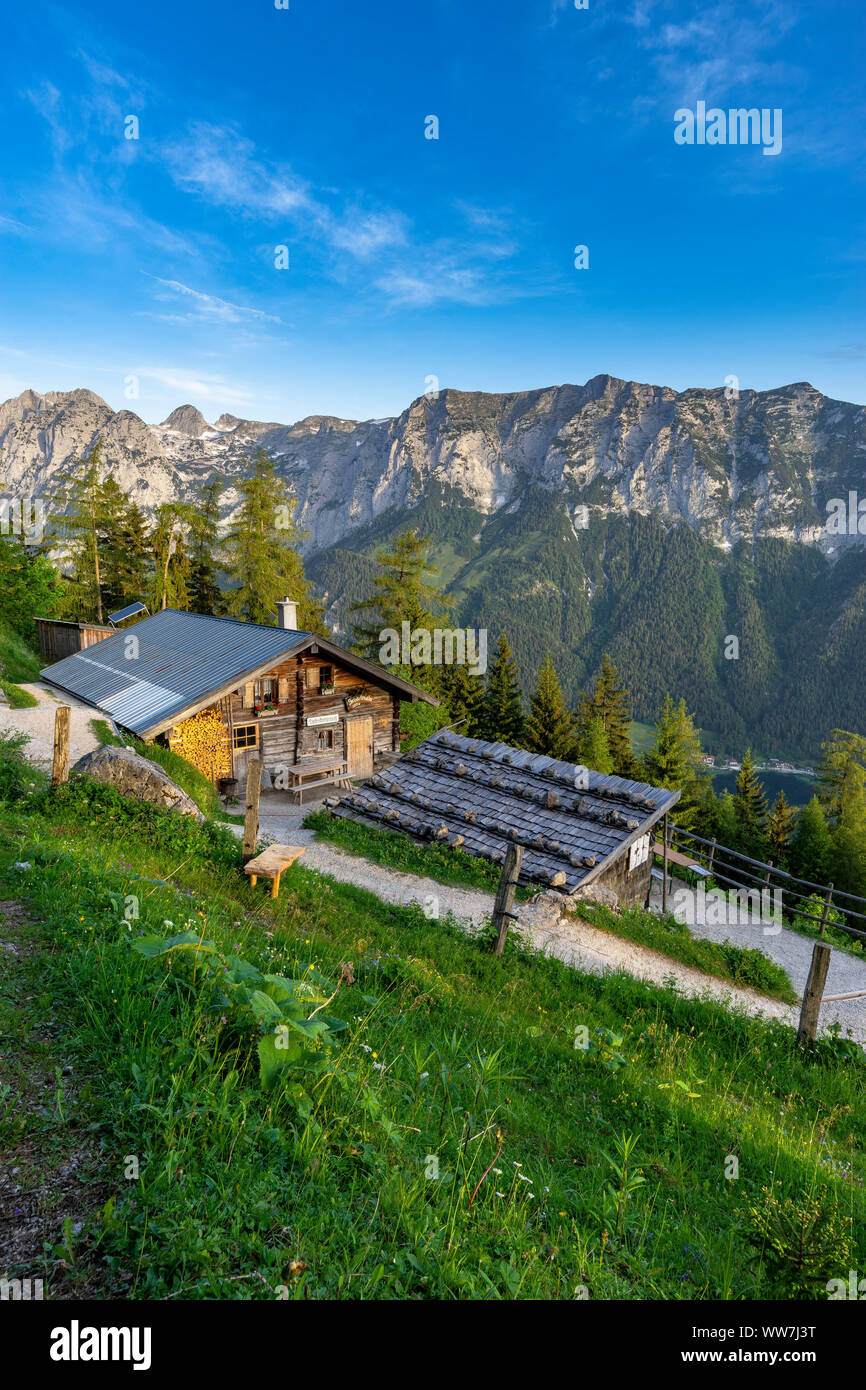 In Germania, in Baviera, la regione di Berchtesgaden, Ramsau, Atmosfera mattutina sul SchÃ¤rtenalm Foto Stock