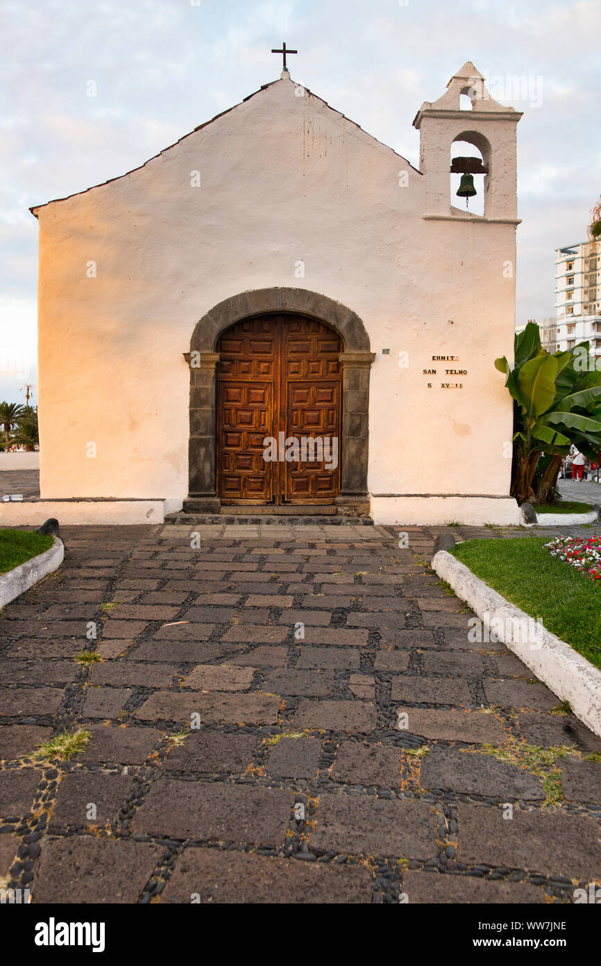 Chiesa Ermita San Telmo, luce della sera, Puerto de la Cruz, Tenerife, Isole Canarie, Spagna Foto Stock