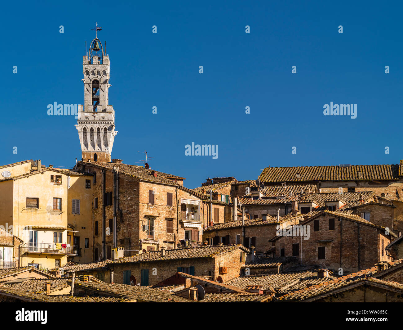 Centro storico di Siena con la Torre del Mangia Foto Stock