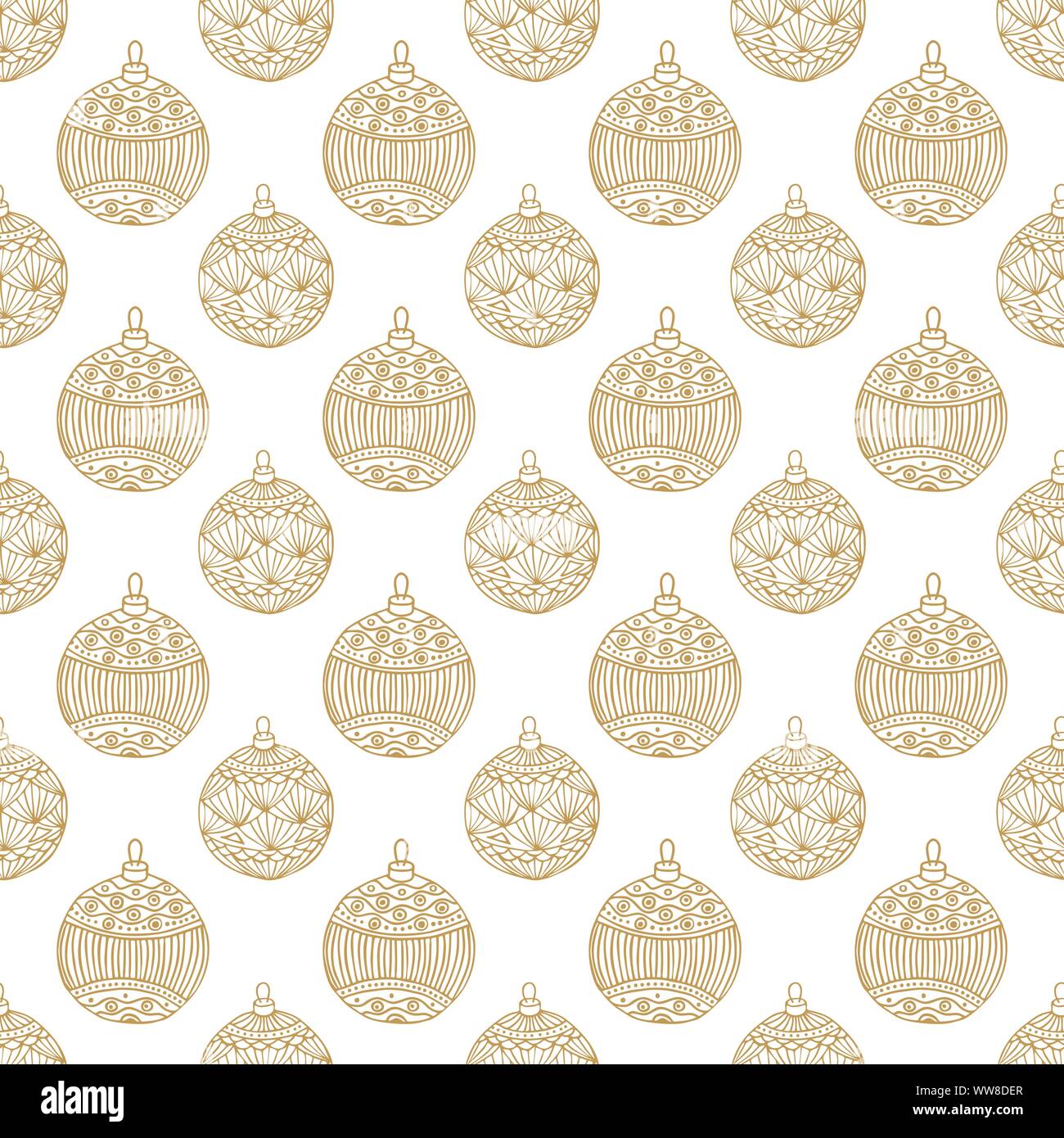 Xmas Seamless pattern con albero di Natale sfere disegnati a mano art design illustrazione vettoriale Illustrazione Vettoriale