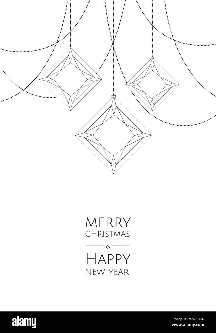 Buon Natale e Felice Anno Nuovo. Vettore modello moderno card. Abstract palle di Natale. Illustrazione Vettoriale