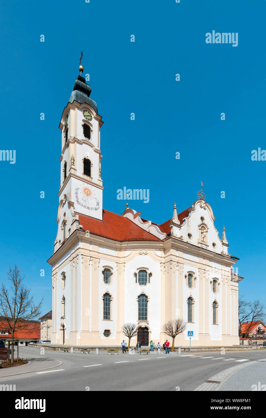 Germania, Baden-WÃ¼rttemberg, Bad Schussenried, Steinhausen, la Chiesa del pellegrinaggio della Madonna e la chiesa parrocchiale 'St. Pietro e Paolo", capomaestro 'Dominikus Zimmermann', considerata la più bella chiesa del paese nel mondo. Foto Stock