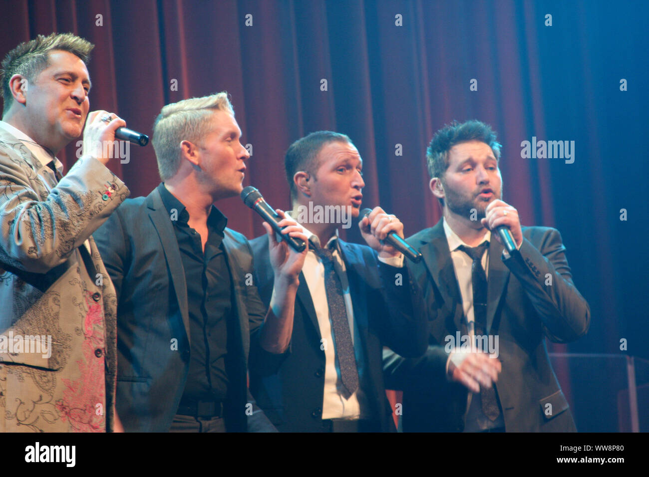 Ernie Haase & Firma Sound vangelo quartetto effettuando in corrispondenza di Thomas Road Baptist Church di Lynchburg, VA, Stati Uniti d'America Foto Stock