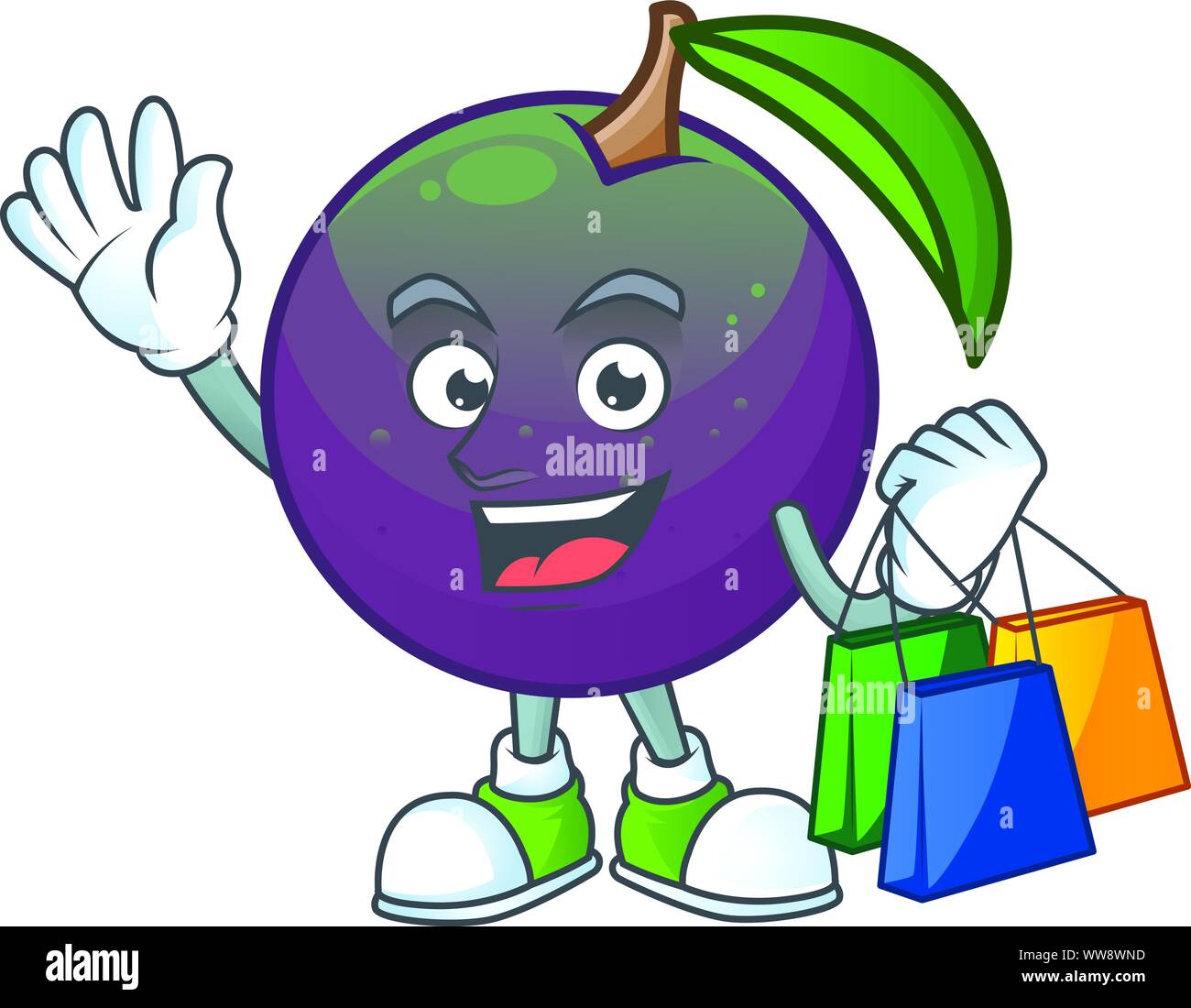 Shopping stella maturo carattere Apple su sfondo bianco Illustrazione Vettoriale