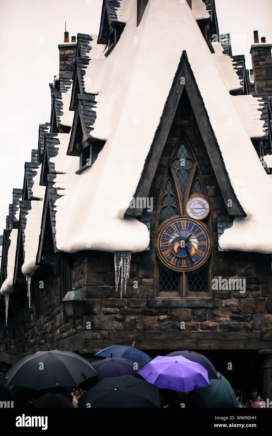 Harry Potter wizard di vecchia scuola castello medievale la costruzione di architettura della chiesa giapponese di Osaka Foto Stock