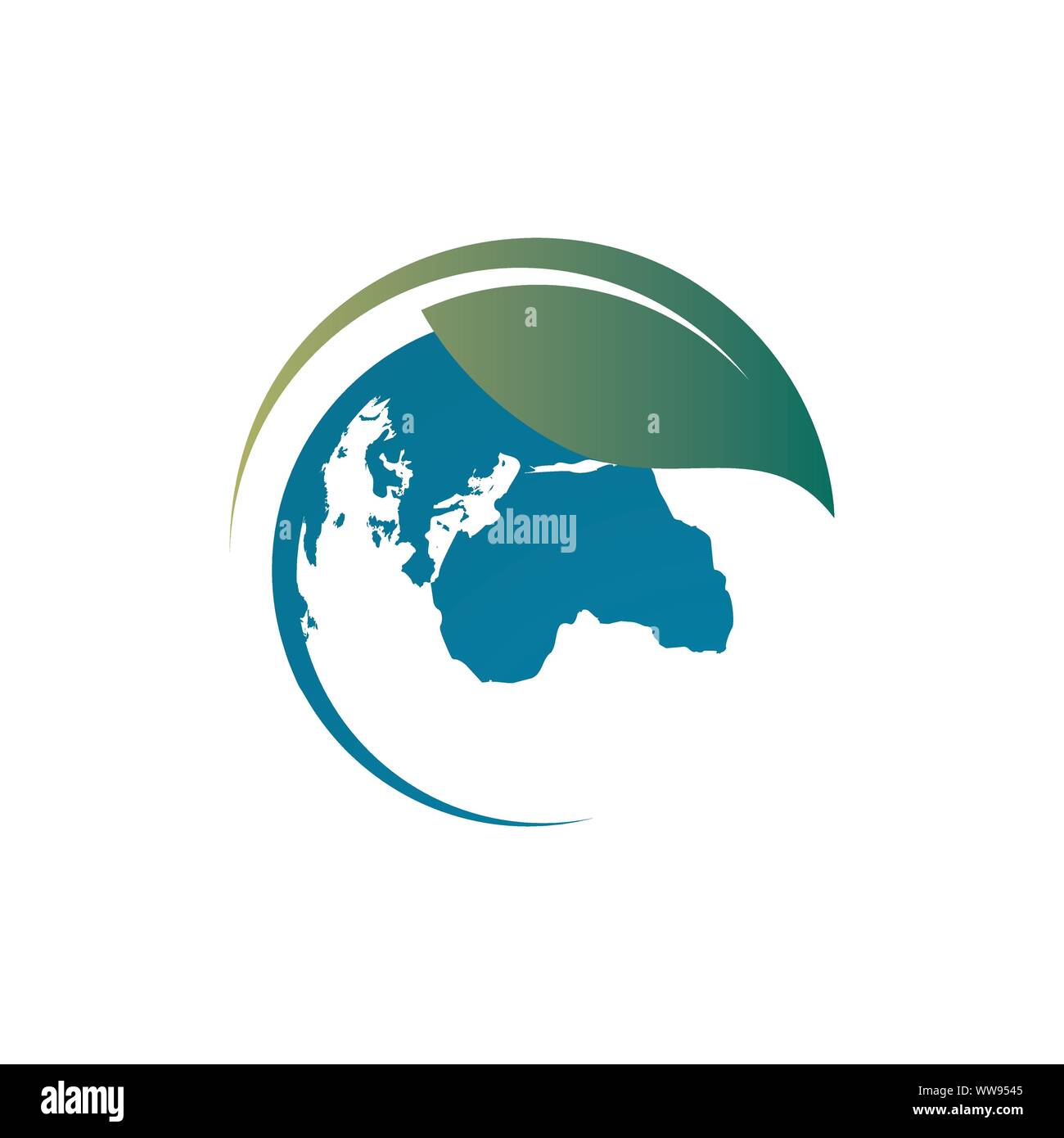 Foglia verde global globe logo design illustrazioni vettoriali Illustrazione Vettoriale