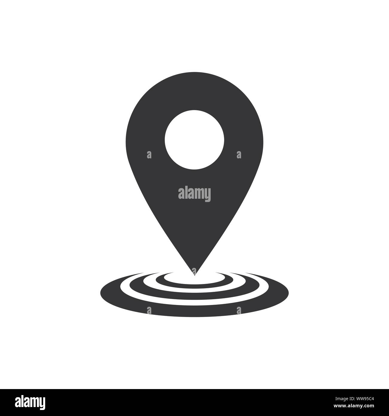 Icona GPS vector logo design. Mappa icona del puntatore. Posizione del pin simbolo. Design piatto stile le icone di navigazione web e mobile Illustrazione Vettoriale