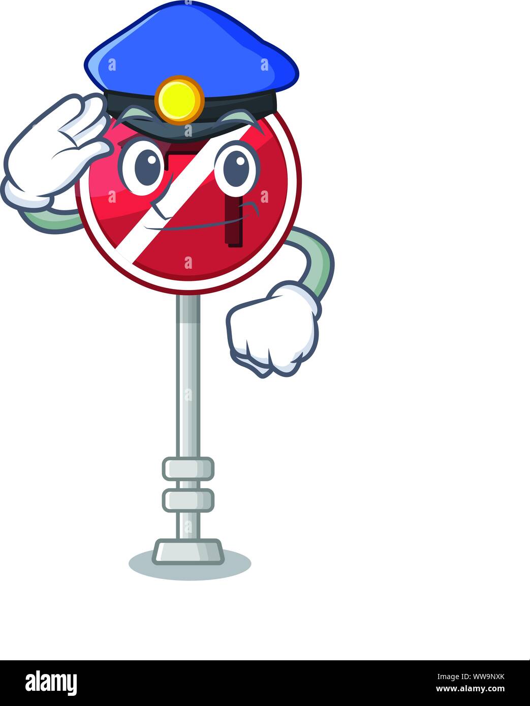 La polizia non svoltare a sinistra su la mascotte Illustrazione Vettoriale