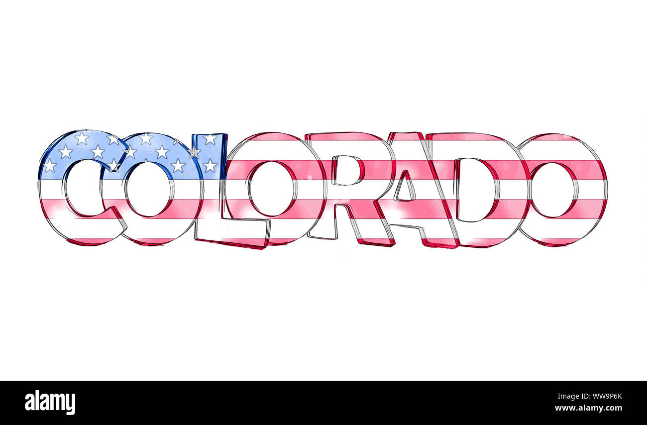 Colorado. Isolato di stato USA nomi con sfondo bianco Foto Stock