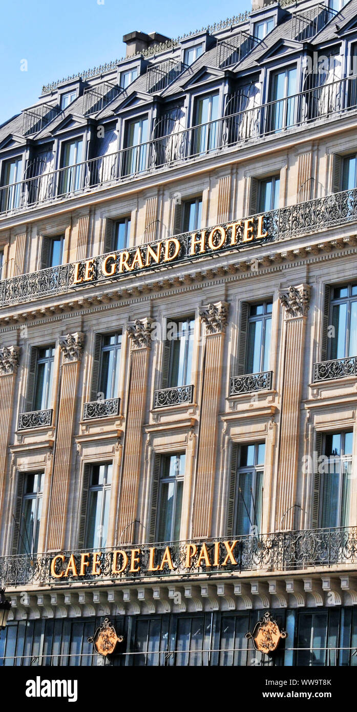 Le Grand Hotel e il Cafe de la Paix, Paris, Francia Foto Stock