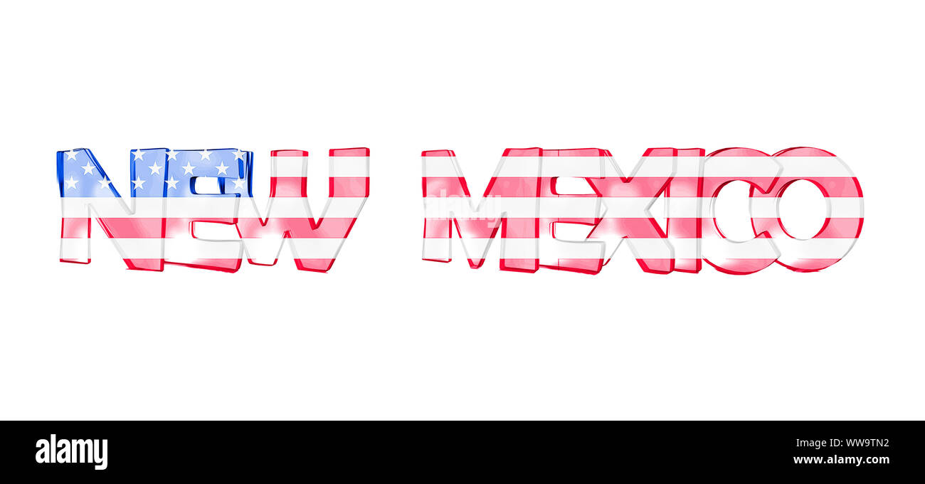 Nuovo Messico. Isolato di stato USA nomi con sfondo bianco Foto Stock