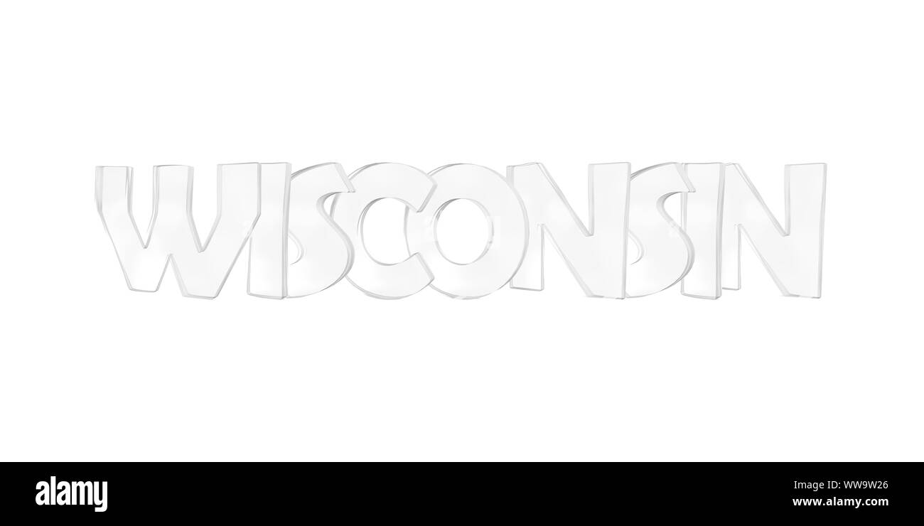 Wisconsin. Isolato di stato USA nomi con sfondo bianco Foto Stock