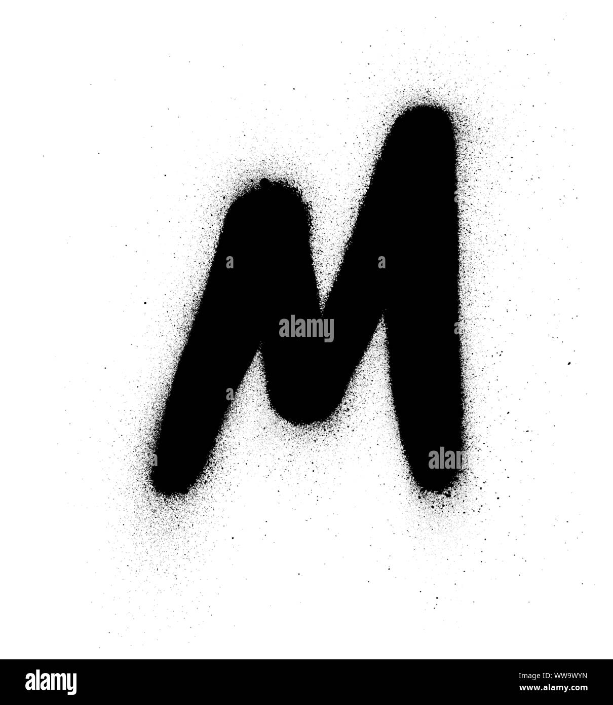 Graffiti small fat M fontsprayed in nero su bianco Illustrazione Vettoriale
