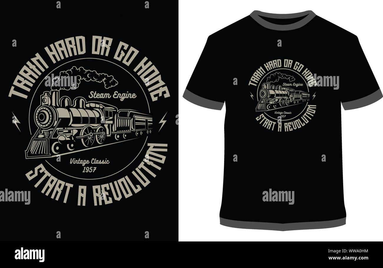 Treno Insane T-shirt - disegno vettoriale illustrazione si può utilizzare per etichetta, logo, segno, adesivo per la stampa per il t-shirt. Illustrazione Vettoriale