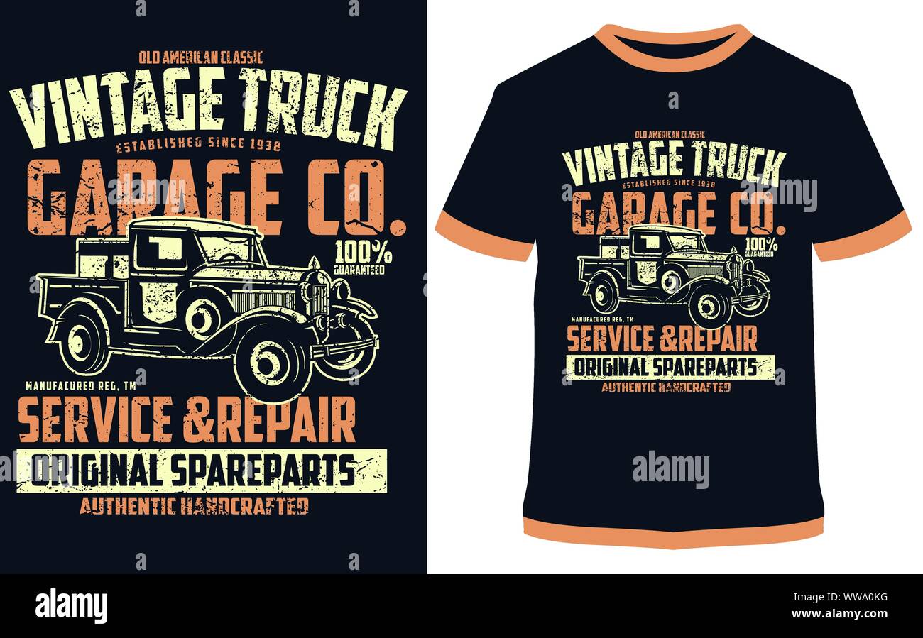 Car T-Shirt Design Vettoriali, tipografia illustrazione, in tutto il mondo Speedway - Classic Car Race - il corridore di velocità - si può utilizzare per etichetta, logo, segno, adesivo Illustrazione Vettoriale