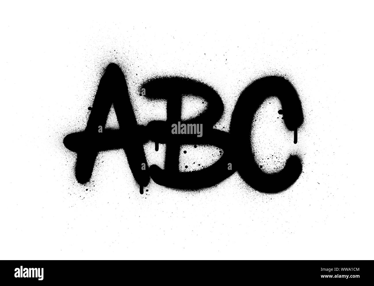 Graffiti abc spruzzata di testo in nero su bianco Illustrazione Vettoriale