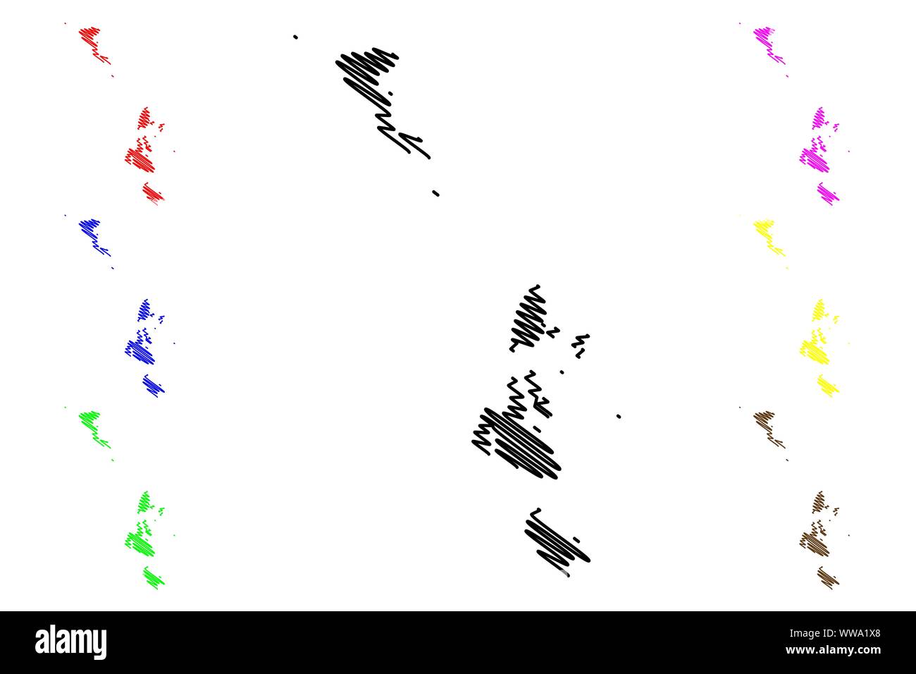 Isole Ionie Regione (Grecia, Repubblica Ellenica, Hellas) mappa illustrazione vettoriale, scribble schizzo Isole Ionie mappa Illustrazione Vettoriale