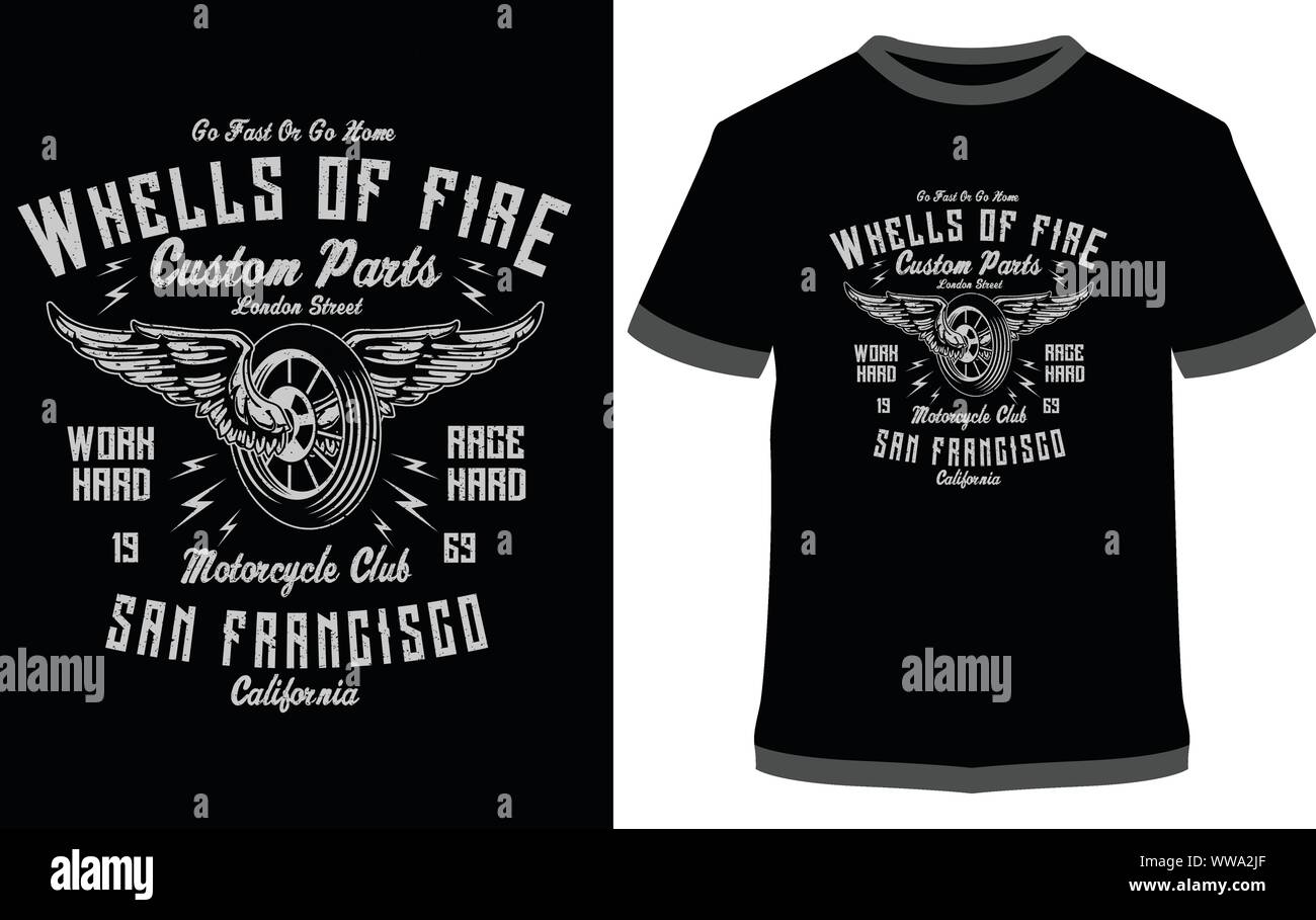 Ruote di fuoco di grafica vettoriale per adesivo o la stampa per la T-shirt e poster Illustrazione Vettoriale